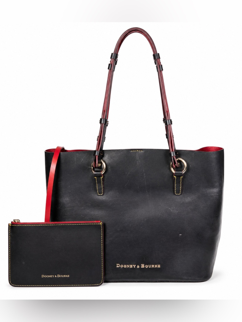 Dooney & Bourke Montecito Briana Black Leather Bucket Hobo Tote Purse + Wristlet